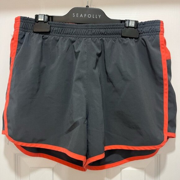 Gray and Coral Double Layer Athletic Shorts Lightweight Fitness Gym Wear - Picture 1 of 2